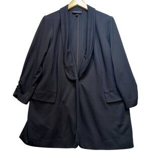 Lane Bryant Women's Career Open Front Blazer Long Sleeve Size 16 Black Stretch